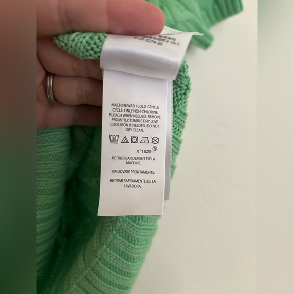 Ralph Lauren Polo Green Cable Knit Sweater Short Sleeve Pima Cotton Medium - Picture 6 of 8